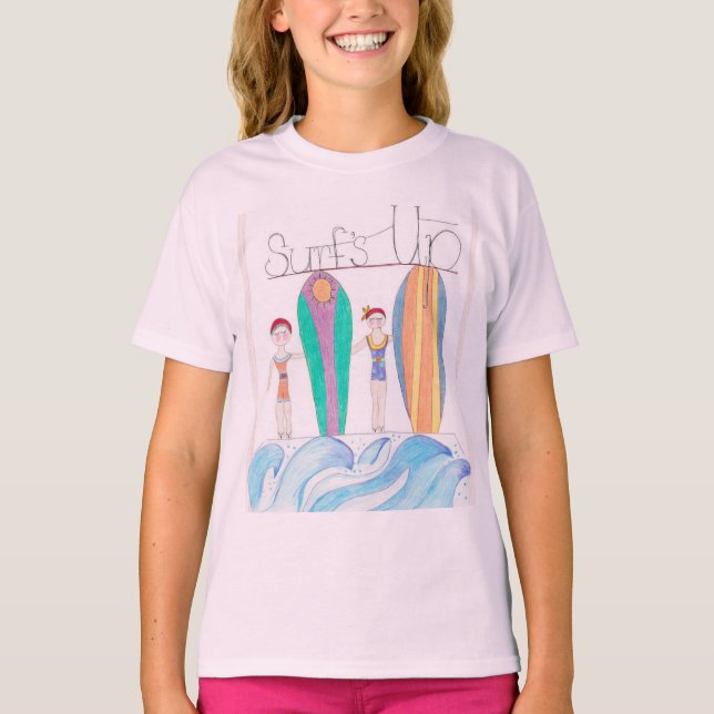 Lekfull Whimsical Surfs Up T-shirt för barn (Framsida)