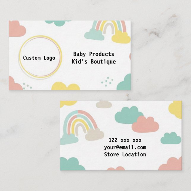Lekfulla Barn Boutique-kort Visitkort (Fram/baksida)
