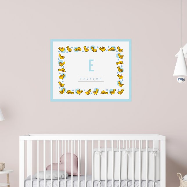 Lekfulla bebisar ankor Blått monogram för barnkamm Poster (Barnkammare 2)