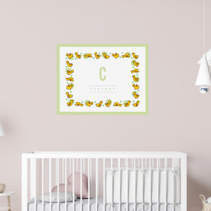 Lekfulla bebisar ankor Grön monogram blivande barn Poster
