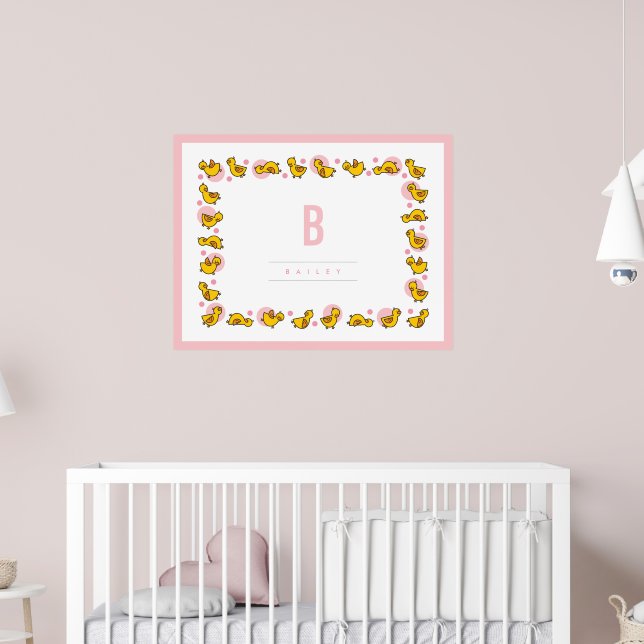 Lekfulla bebisar ankor Rosa monogram blivande barn Poster (Barnkammare 2)