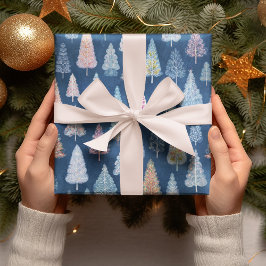 Lekfulla blå julgranar presentpapper