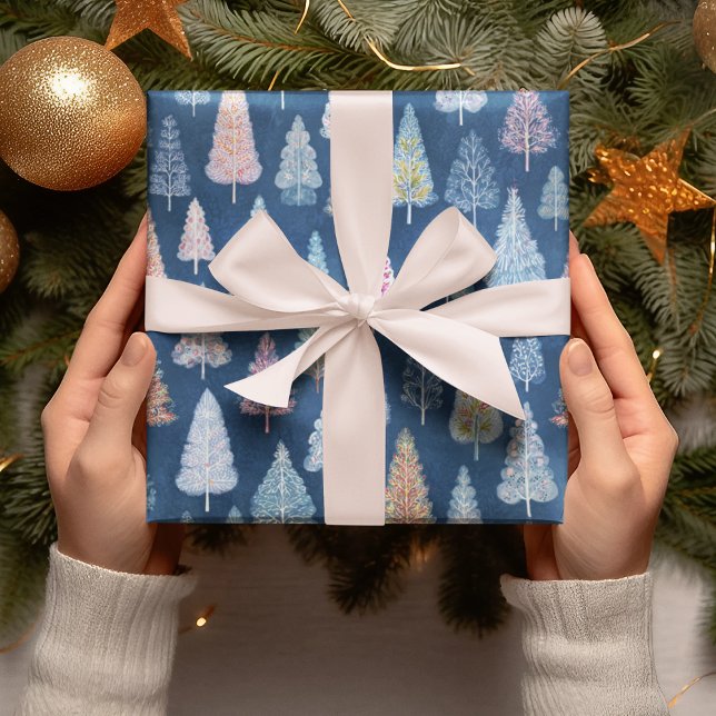 Lekfulla blå julgranar presentpapper  (Skapare uppladdad)