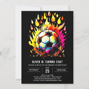 Lekfulla Boll Pojkar Fotboll Födelsedag Inbjudningar