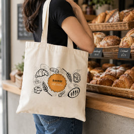 Lekfulla Brödillustrationer Bageri  Tygkasse