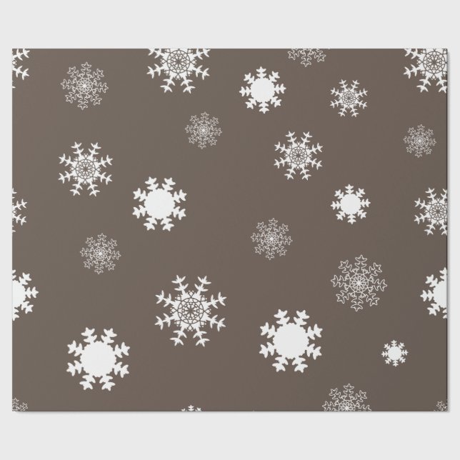 Lekfulla bruna tonade grå monokroma snöflingor presentpapper (Seam)