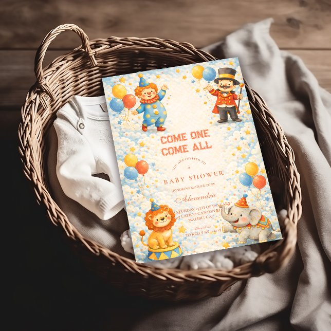 Lekfulla Cirkusvänner - Babyfirande Inbjudningar (Skapare uppladdad)