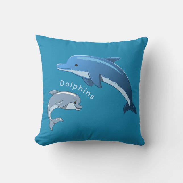 Lekfulla delfiner design kastkudde kudde (Framsida)
