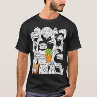 Lekfulla dinosaurier och mops Karaktärssamling T Shirt