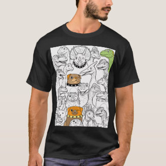 Lekfulla dinosaurier och mops Karaktärssamling T Shirt