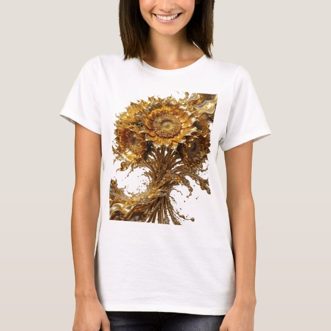Lekfulla Guld SOLROS Konst för att bäras T Shirt (Framsida)