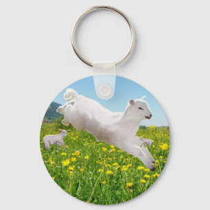 Lekfulla hoppande lamm påsk nyckelring
