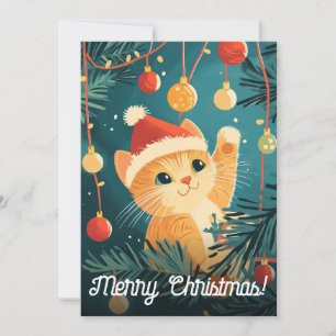 Lekfulla julgransprydnader i form av kattträd julkort