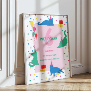Lekfulla katters Purrfekt födelsedagsfirande välko Poster
