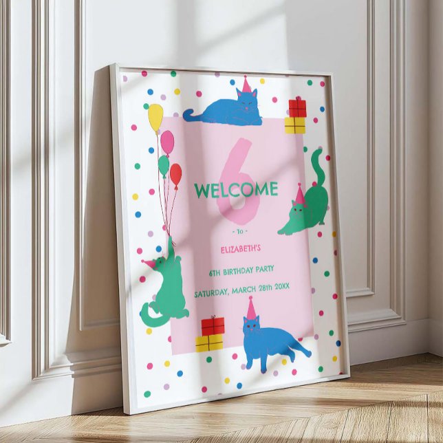 Lekfulla katters Purrfekt födelsedagsfirande välko Poster (Skapare uppladdad)
