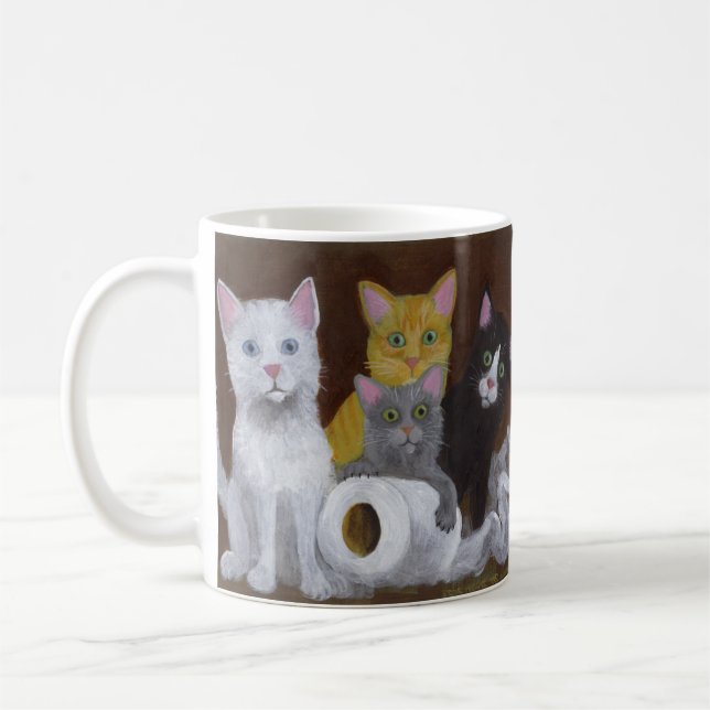 Lekfulla kattungar kaffemugg (Vänster)