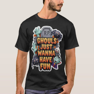 Lekfulla lermations Halloween-figurer och text G T Shirt