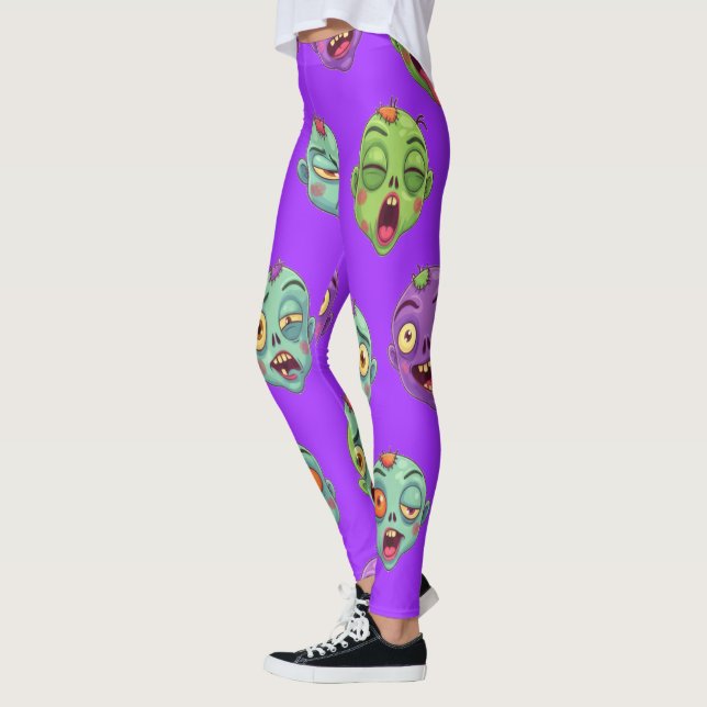 Lekfulla monster-zombies för Halloween Leggings (Vänster)