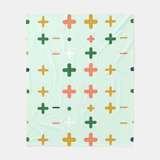 Lekfulla Plus Tecken Geometriskt Retro Mönster Fleecefilt (Framsidan)