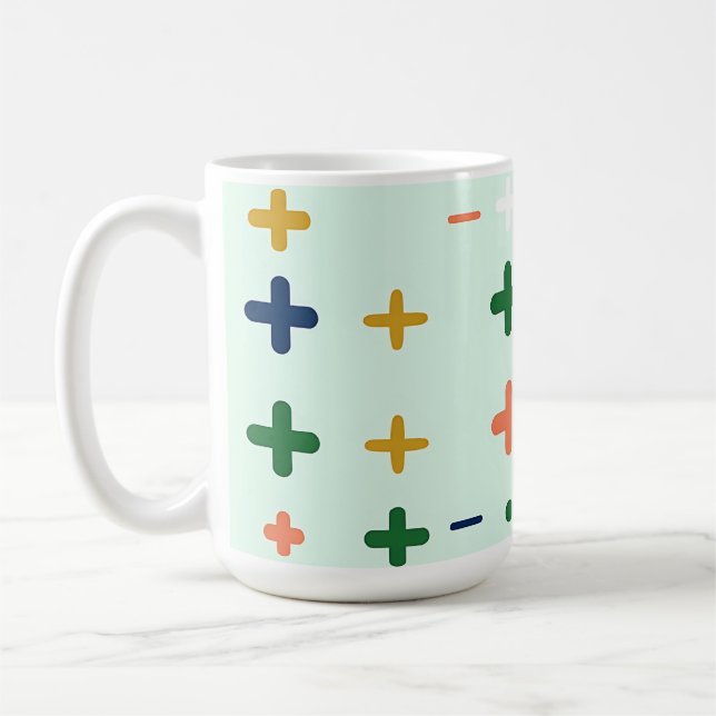 Lekfulla Plus-Tecken Geometriskt Retro Mönster Kaffemugg (Vänster)