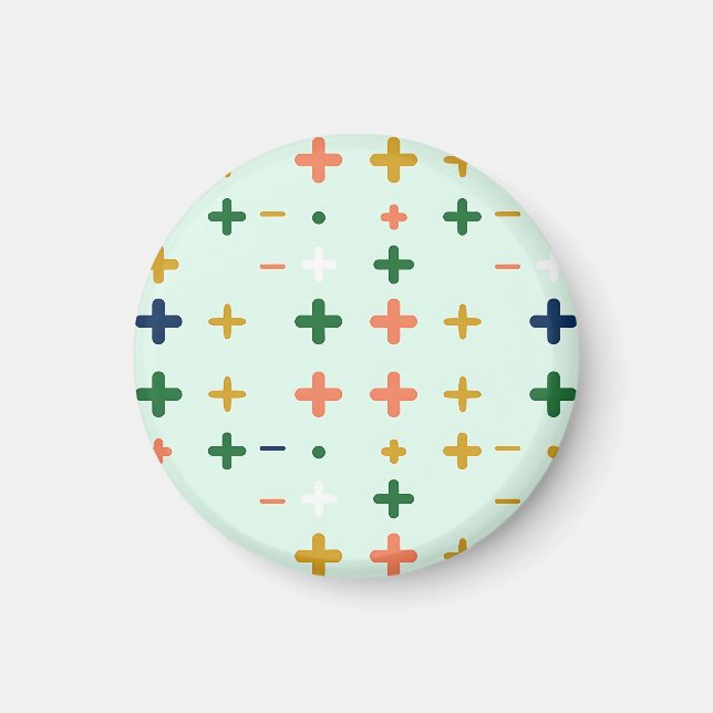 Lekfulla Plus-Tecken Geometriskt Retro Mönster Magnet (Framsidan)