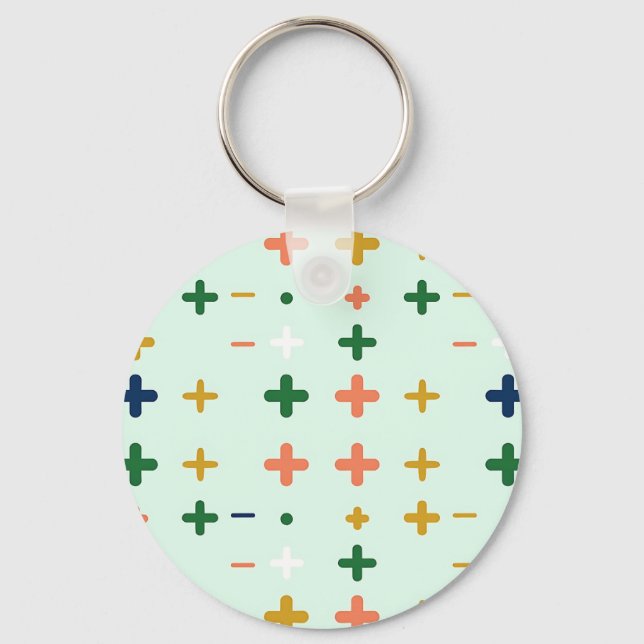 Lekfulla Plus-Tecken Geometriskt Retro Mönster Nyckelring (Framsida)