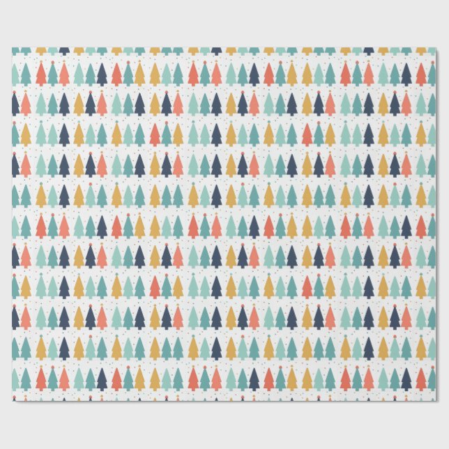 Lekfulla Retro Färgglada Julgranar i Triangelform  Presentpapper (Platt)