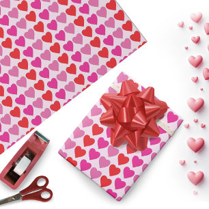 Lekfulla röda rosa fuchsia hjärtan Alla hjärtans d Presentpapper