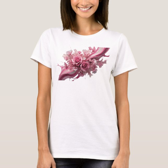 Lekfulla Rosa BLOMMOR ÄR HJÄRTAETS SPRÅK T Shirt (Framsida)