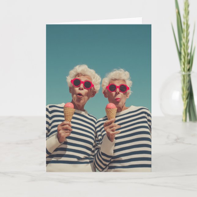 Lekfulla Senior Sommar Vibes Kort (Framsida)