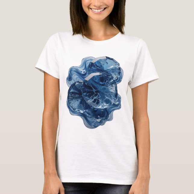 Lekfulla silverblå iskrystallor statementdesign t shirt (Framsida)