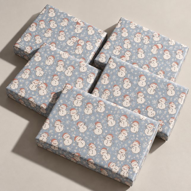 Lekfulla snömän och snöflingor julpresentpapper presentpapper (Skapare uppladdad)