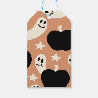 Lekfulla spöken och pumpor på svart – Halloween Presentetikett