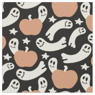 Lekfulla spöken och pumpor på svart – Halloween R Tyg