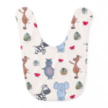 Lekfulla Vattenfärg Safari Djur Baby Bib (v.1)