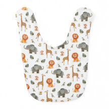 Lekfulla Vattenfärg Safari Djur Baby Bib (v.2)
