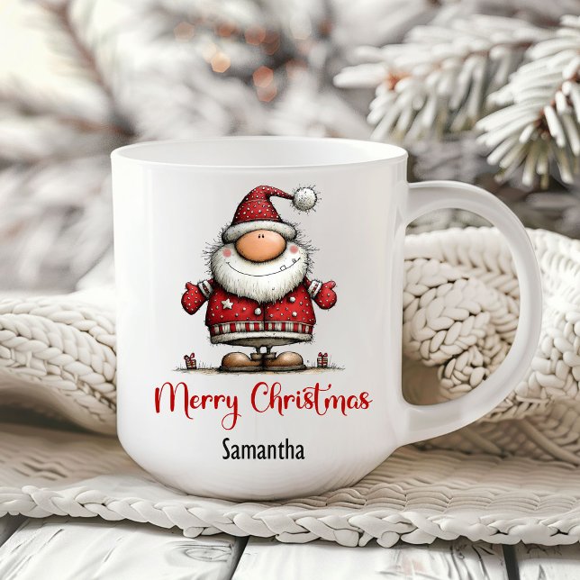 Lekfullt fantasifull jul tomte rolig kaffemugg (Playful Whimsy Santa Claus Funny Coffee Mug)