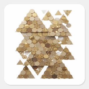 Lekfullt Guld GYLLENE TRÄDET Dekal Design Fyrkantigt Klistermärke