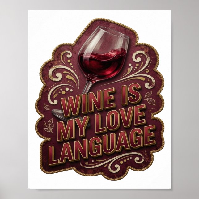 Lekfullt Guld VIN ÄR MITT KÄRLEKSSPRÅK v2 Poster (Framsidan)
