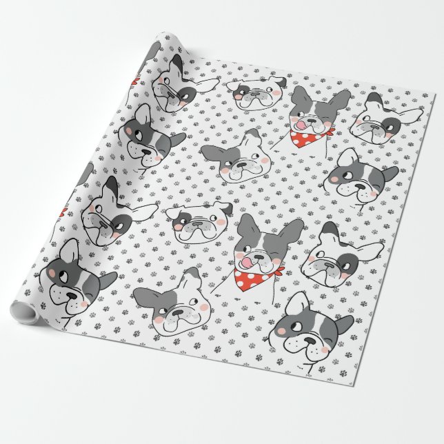 Lekfullt hundmönsterdesign presentpapper (Utrullad)