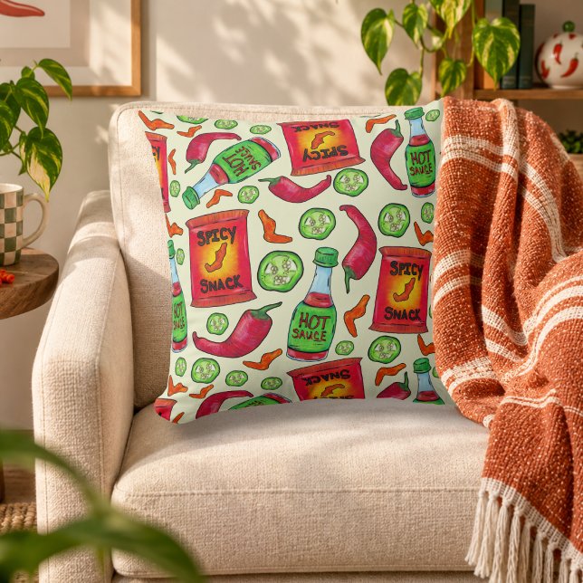 Lekfullt kryddigt matmönster kudde (Skapare uppladdad)