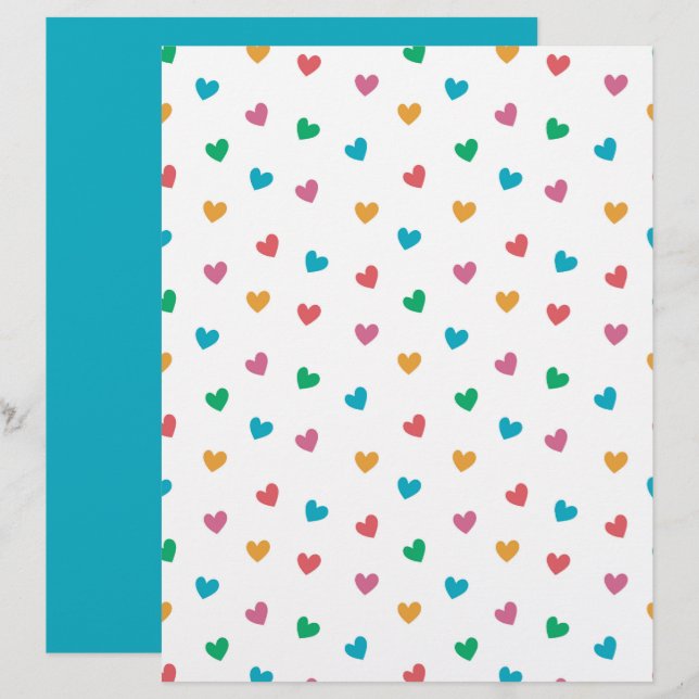 Lekfullt litet hjärtmönster Scrapbookpapper (Fram/baksida)