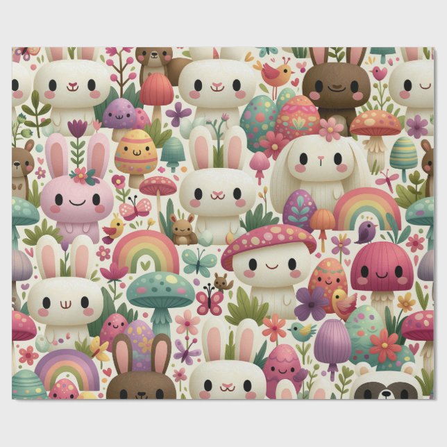 Lekfullt påskharpattern presentpapper (Platt)