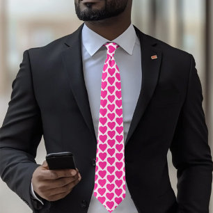 Lekfullt Rosa Fuchsia Hjärtan Alla Hjärtans Dag Mö Slips