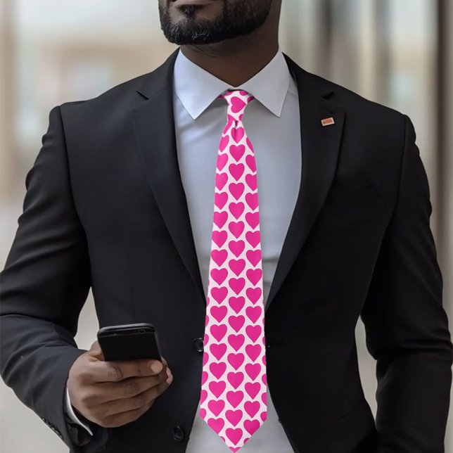 Lekfullt Rosa Fuchsia Hjärtan Alla Hjärtans Dag Mö Slips (Skapare uppladdad)