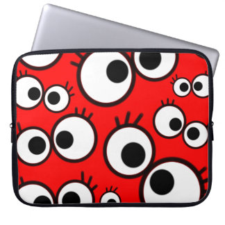 Lekfullt rött mönster med googly-ögon laptop fodral