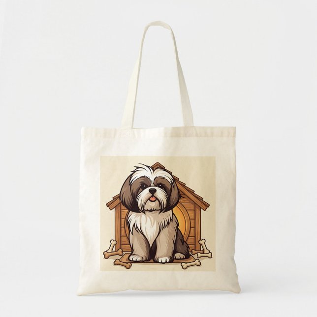 Lekfullt Shih Tzu-hundhus  Tygkasse (Shih Tzu Fans!)