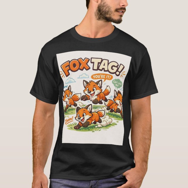 Lekfullt spel: Cartoonrävtaglag T Shirt (Framsida)