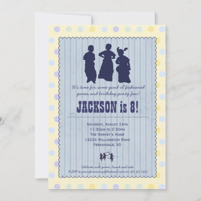 Lekfullt Vintage Födelsedagsinbjudan - Potatispåse Inbjudningar (Framsida)