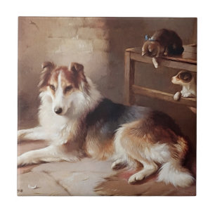 Lekkamrater - hundkattunge - valp kakelplatta